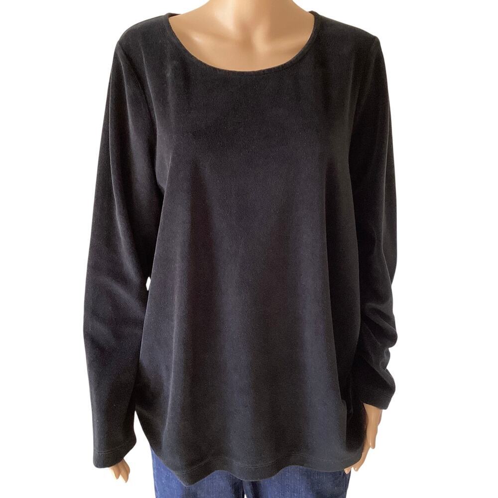 Pure Jill black flare velvet long-sleeve sz L‎